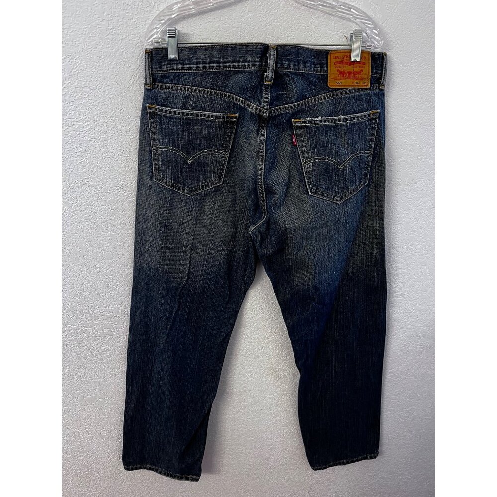 Levis 559 Mens Relaxed Fit Straight Jeans W36 L32 Dark Wash Denim